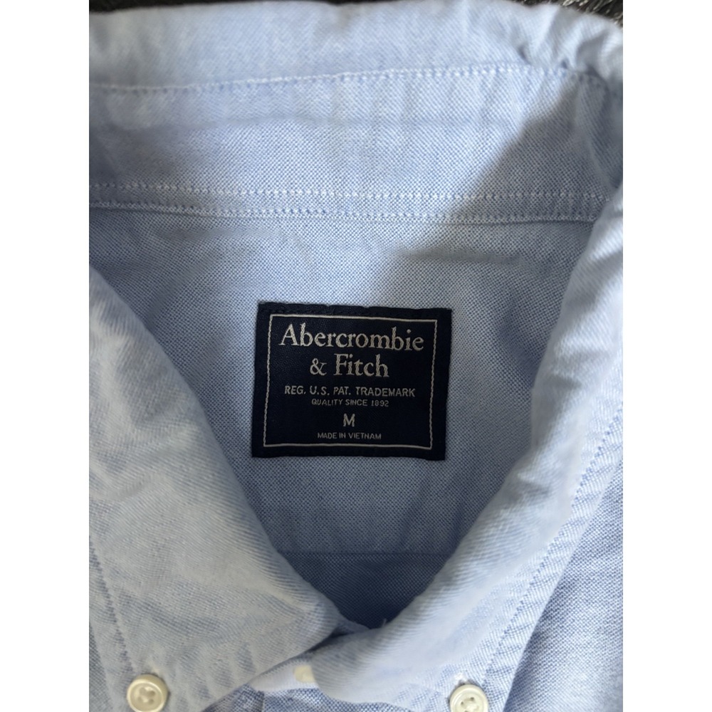 Abercrombie Fitch AF Men's All Cotton Light Blue Long Sleeve Oxford Shirt Medium - Picture 4 of 5